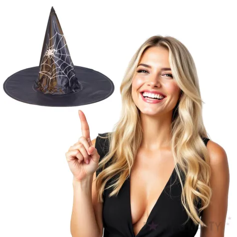 kapelusz czarownica z pajeczyna czarny arpex