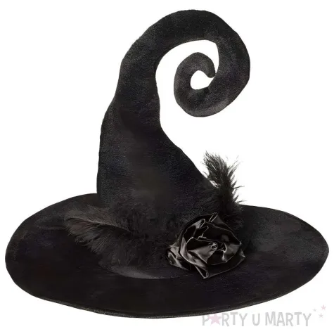 kapelusz czarownica z piorami czarny boland