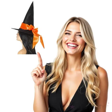kapelusz czarownica z pomaranczowa kokarda smiffys