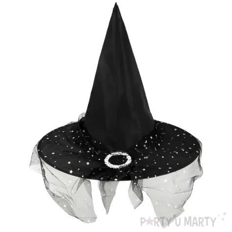 kapelusz czarownica z tiulem partypal