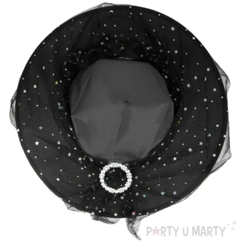 kapelusz czarownica z tiulem partypal