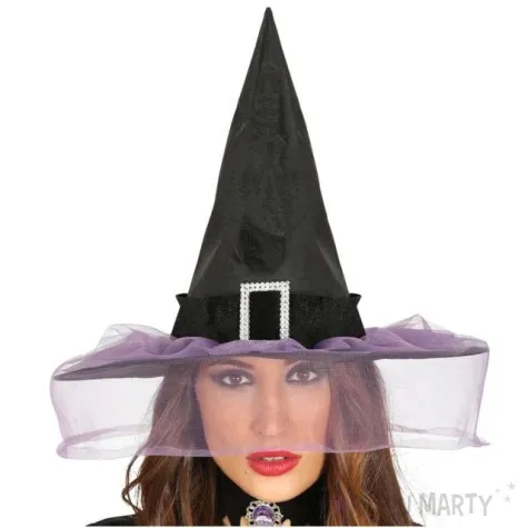 kapelusz czarownica z welonem guirca