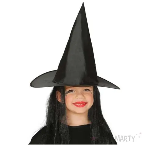 kapelusz czarownica z wlosami czarny guirca