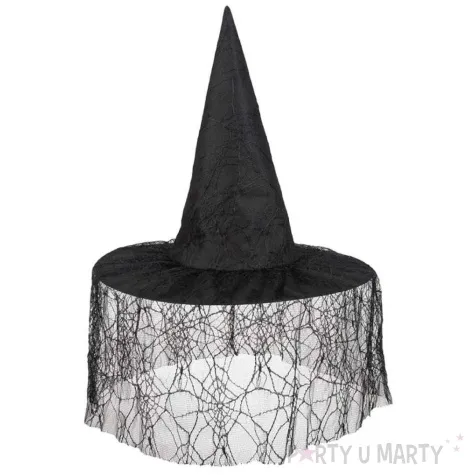 kapelusz czarownica z woalka czarny boland