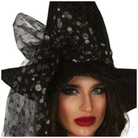 kapelusz czarownica zakrecony czarny guirca