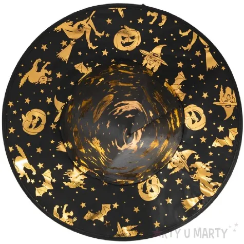 kapelusz czarownica zlote dynie halloweenowe partypal