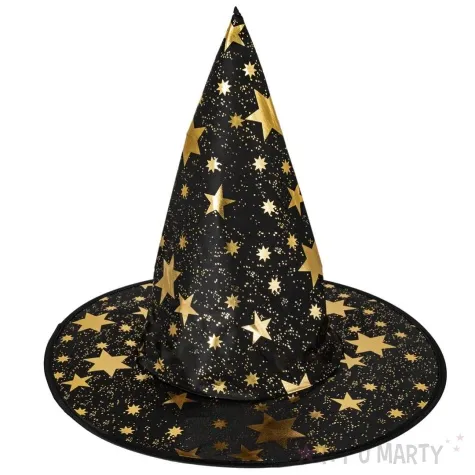 kapelusz czarownica zlote gwiazdki partypal