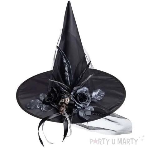kapelusz czaszka z piorami czarny carnival toys