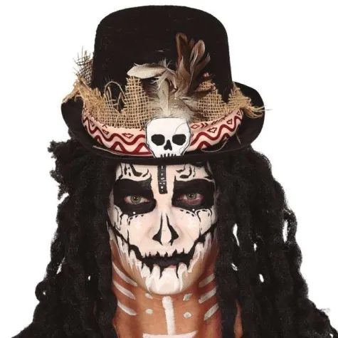 kapelusz czaszka z piorami guirca