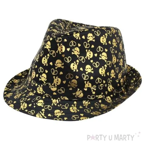 kapelusz czaszki zlote czarny godan