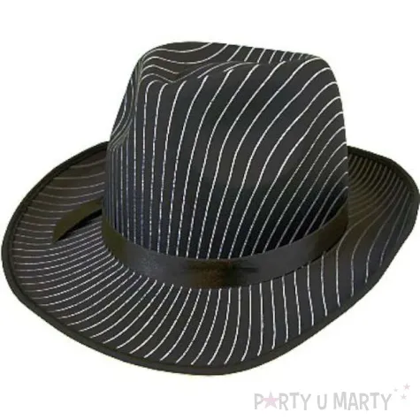 kapelusz dzentelmen czarny w biale prazki