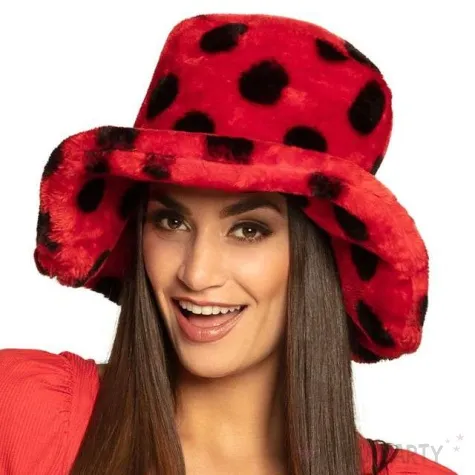 kapelusz futrzana biedronka czerwony boland