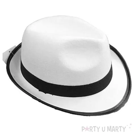 kapelusz gangster bialy z czarna lamowka rozmiar s