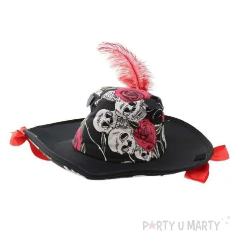 kapelusz halloween czaszki i roze godan