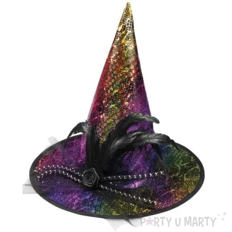 kapelusz holograficzna czarownica z woalka boland