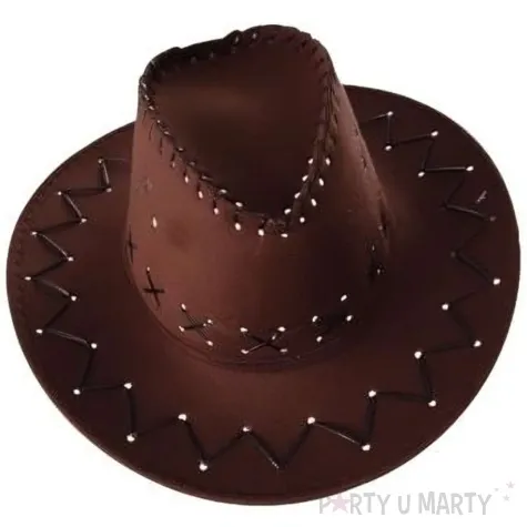 kapelusz kowboj brazowy ciemny partytino