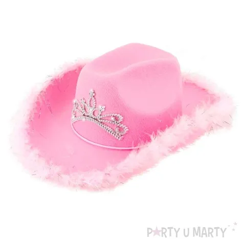 kapelusz kowboj tiara i marabou rozowy widmann