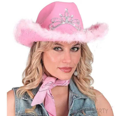 kapelusz kowboj tiara i marabou rozowy widmann