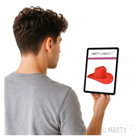 kapelusz kowboj welur czerwony arpex