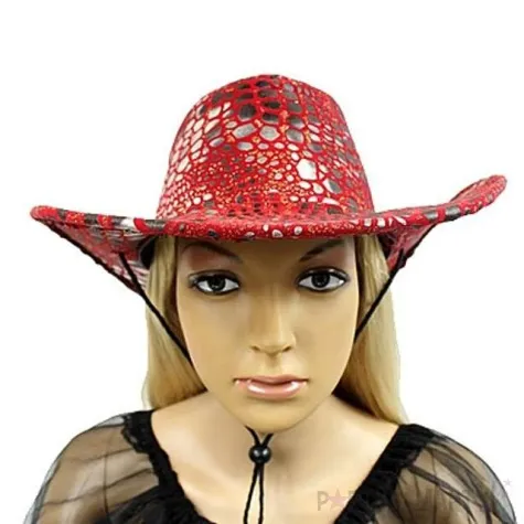 kapelusz kowboj wezowy czerwony