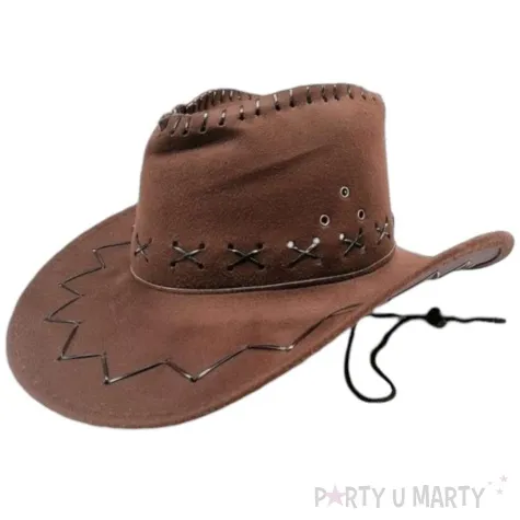 kapelusz kowboj ze sznurkiem brazowy tropic