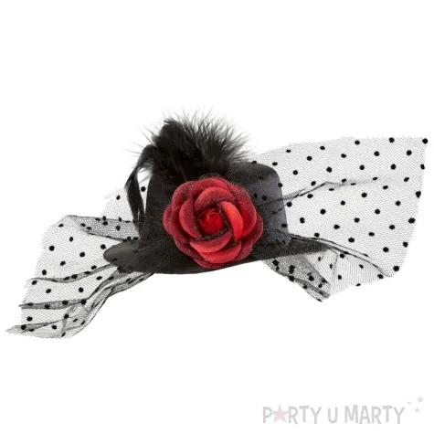 kapelusz mini z roza retro lata 20 czarny widmann