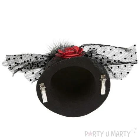 kapelusz mini z roza retro lata 20 czarny widmann