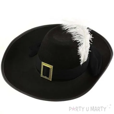 kapelusz muszkietera z bialym piorkiem godan