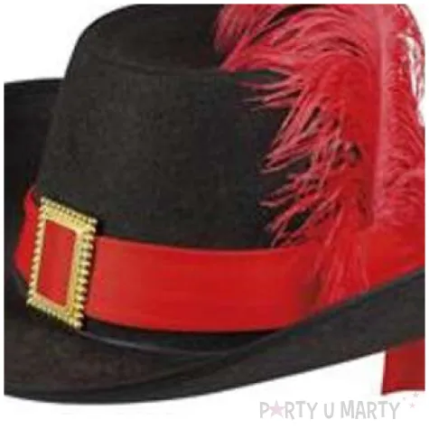 kapelusz muszkietera z czerwonym piorkiem boland