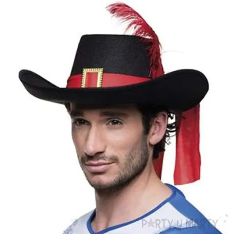 kapelusz muszkietera z czerwonym piorkiem boland