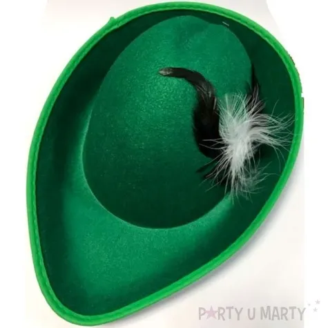 kapelusz mysliwy z piorkiem zielony kraszek