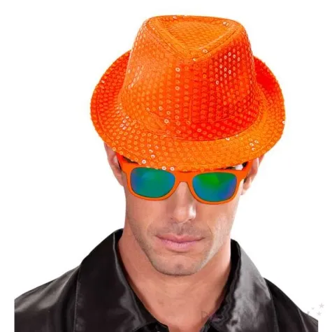 kapelusz neon fedora pomaranczowy widmann