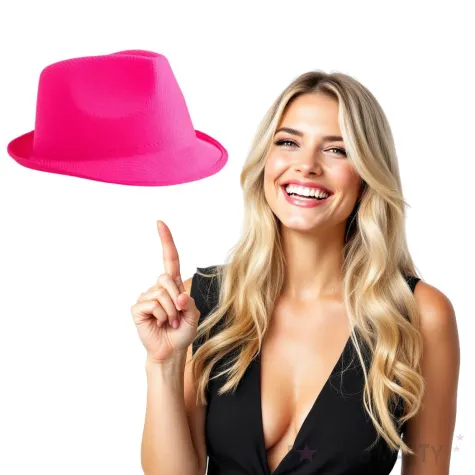 kapelusz neon fedora rozowy funny fashion
