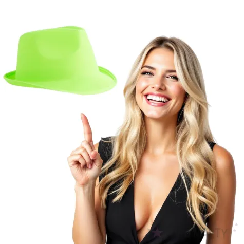 kapelusz neon fedora zielony funny fashion