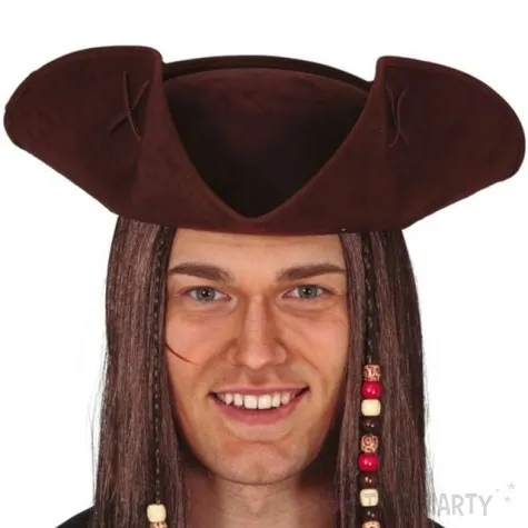 kapelusz pirat trikorn brazowy guirca