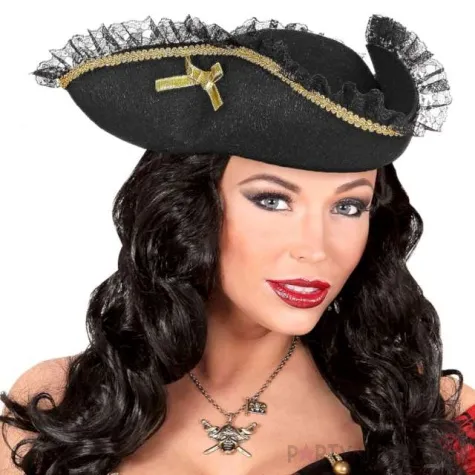 kapelusz pirat trikorn z koronka widmann