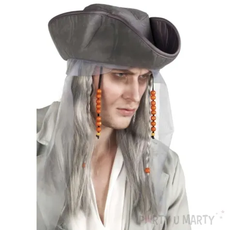 kapelusz pirat z wlosami szary boland