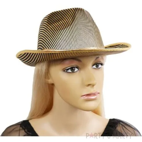 kapelusz prazkowany kowboj zloty