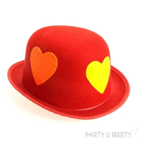 kapelusz serca czerwony filcowy godan