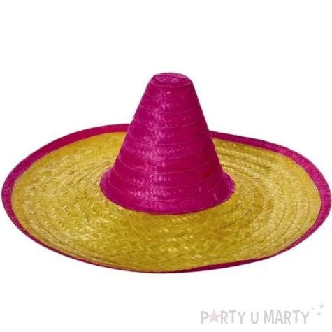 kapelusz sombrero slomkowe zolto rozowy partytino