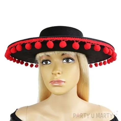 kapelusz sombrero z pomponikami