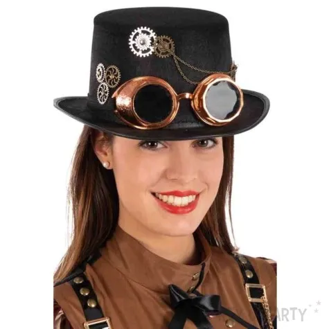 kapelusz steampunk okulary czarny carnival toys