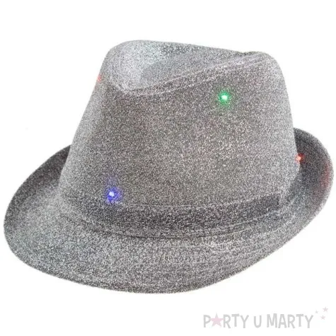 kapelusz swiecacy srebrny brokat