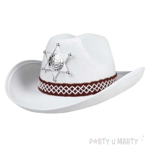 kapelusz szeryf bialy partytino