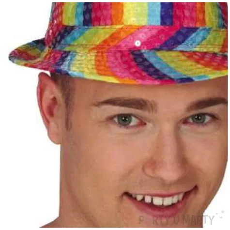 kapelusz teczowy gangster cekiny guirca