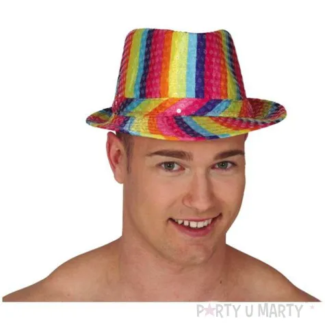 kapelusz teczowy gangster cekiny guirca