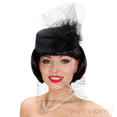 kapelusz toczek z woalka czarny widmann