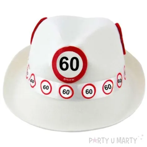 kapelusz urodziny 60 bialy
