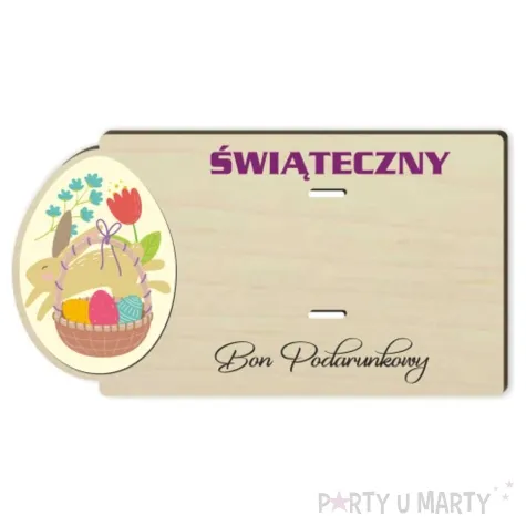 karnet koszyczek bon podarunkowy drewniana 125x65 mm