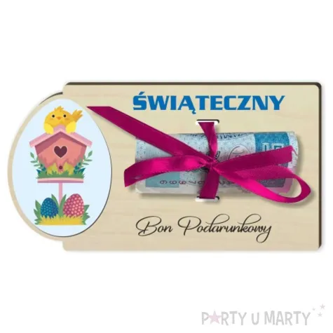 karnet kurczak bon podarunkowy drewniana 125x65 mm